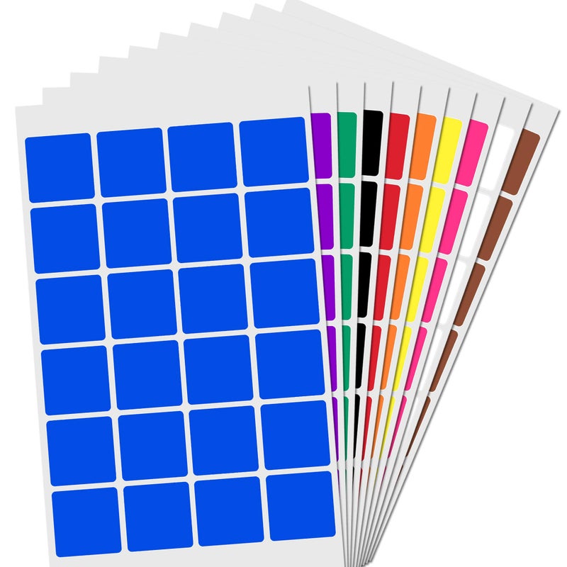 TownStix 1200 Pieces, 1 inch - Colored Square Shape Stickers Labels - 10 Colors - Image 1